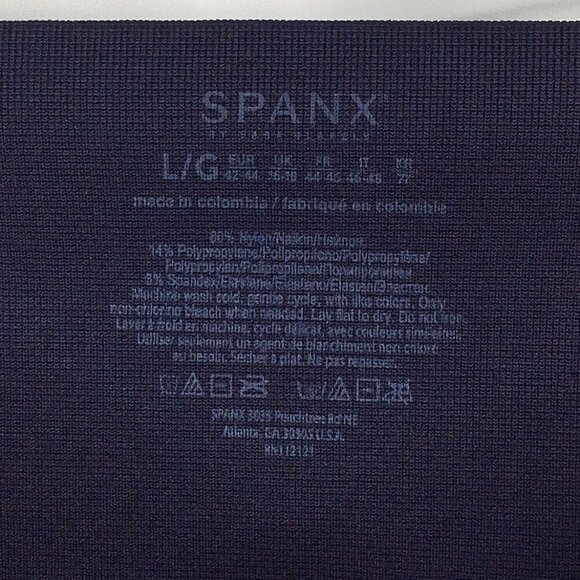 SPANX Seamless Aztec Stripe Leggings Womens Size Large Navy Blue Compression - Picture 7 of 8